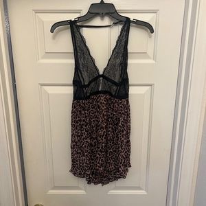 Brand New Victoria’s Secret leopard and lace halter babydoll